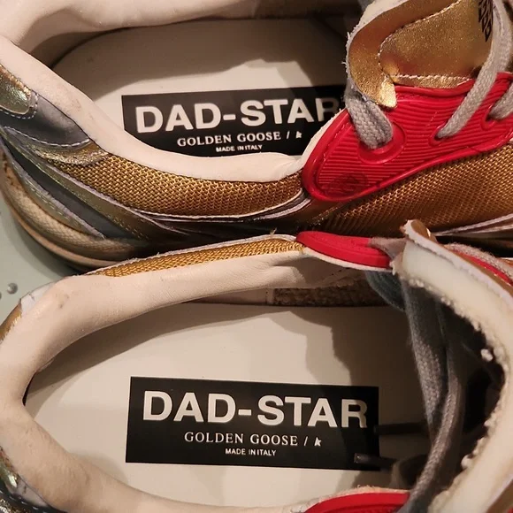 Golden Goose DAD_STAR Authentic Sneakers with Gold & Red Accents - Picture 4 of 9